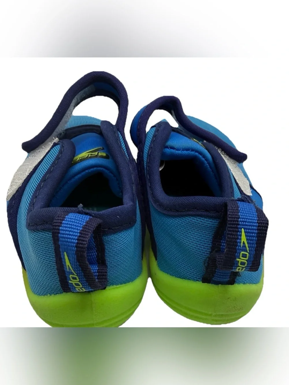 Speedo Hybrid Water Shoes Toddler Size M 7/8 Blue/Lime Green  Strap Closure